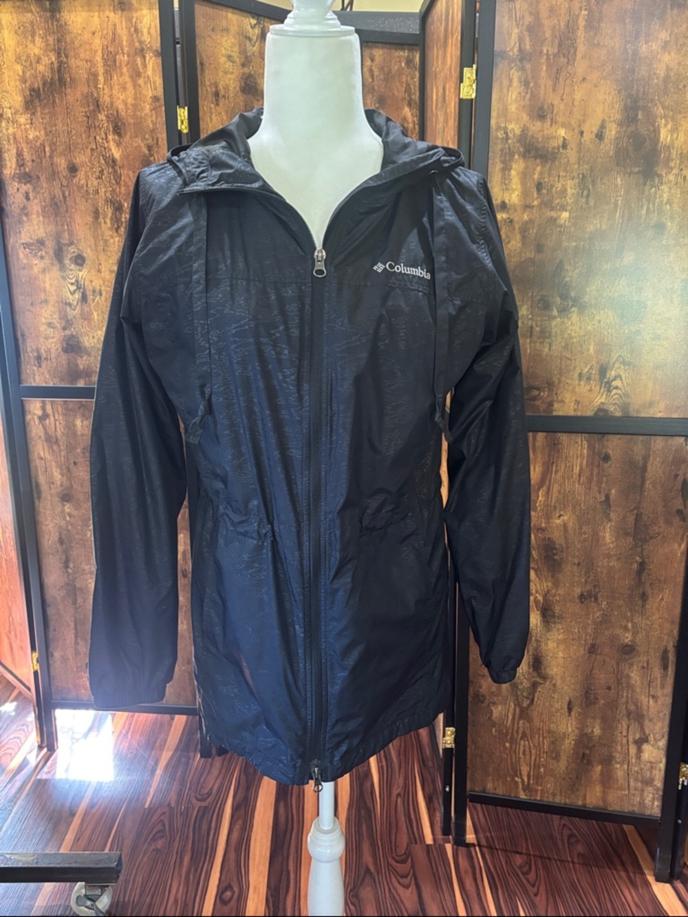 Columbia Black Hooded Lightweight Shell Jacket